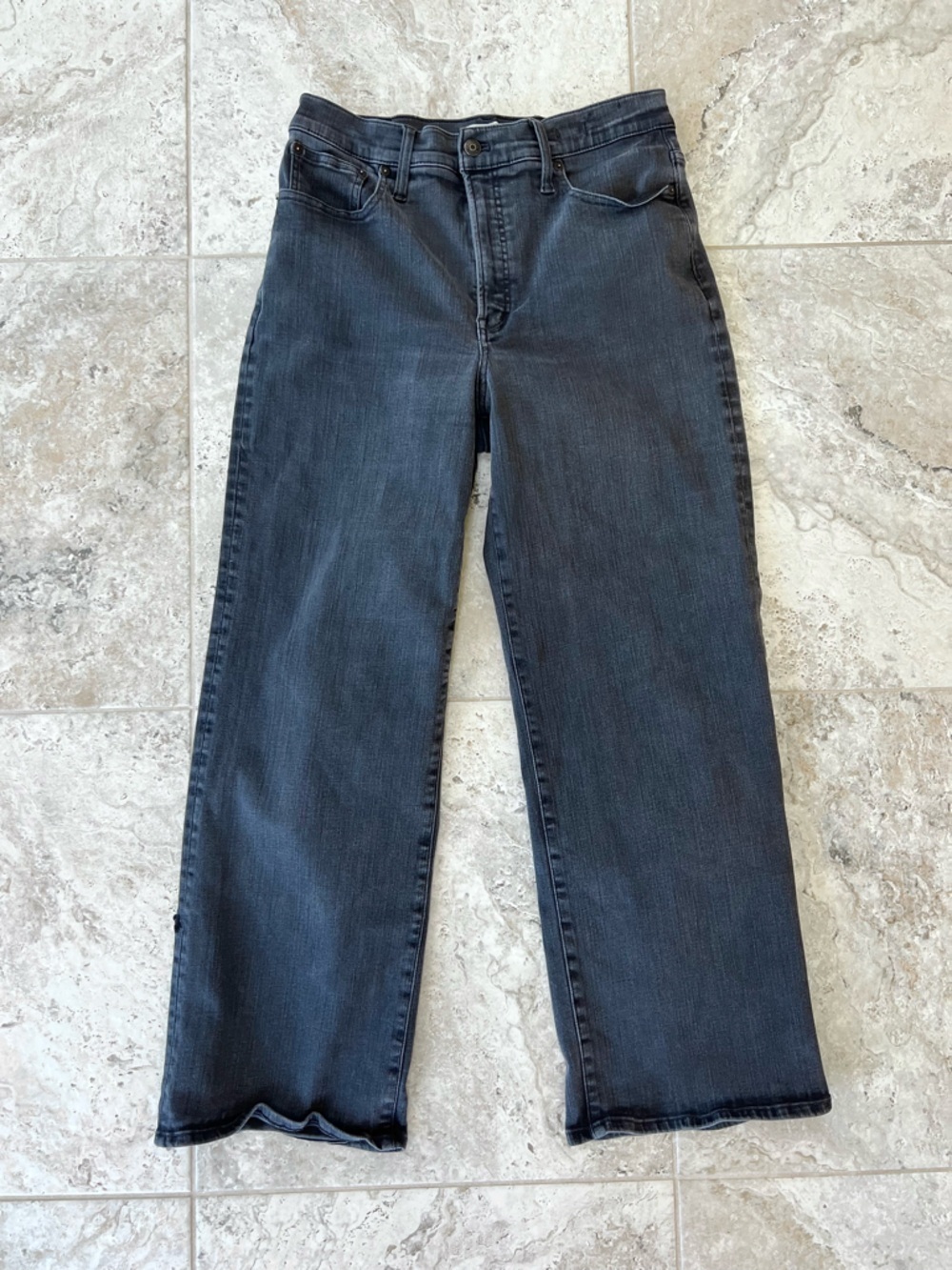 Madewell The Petite Perfect Vintage Wide-Leg High Rise Jean Washed Black Wash 31